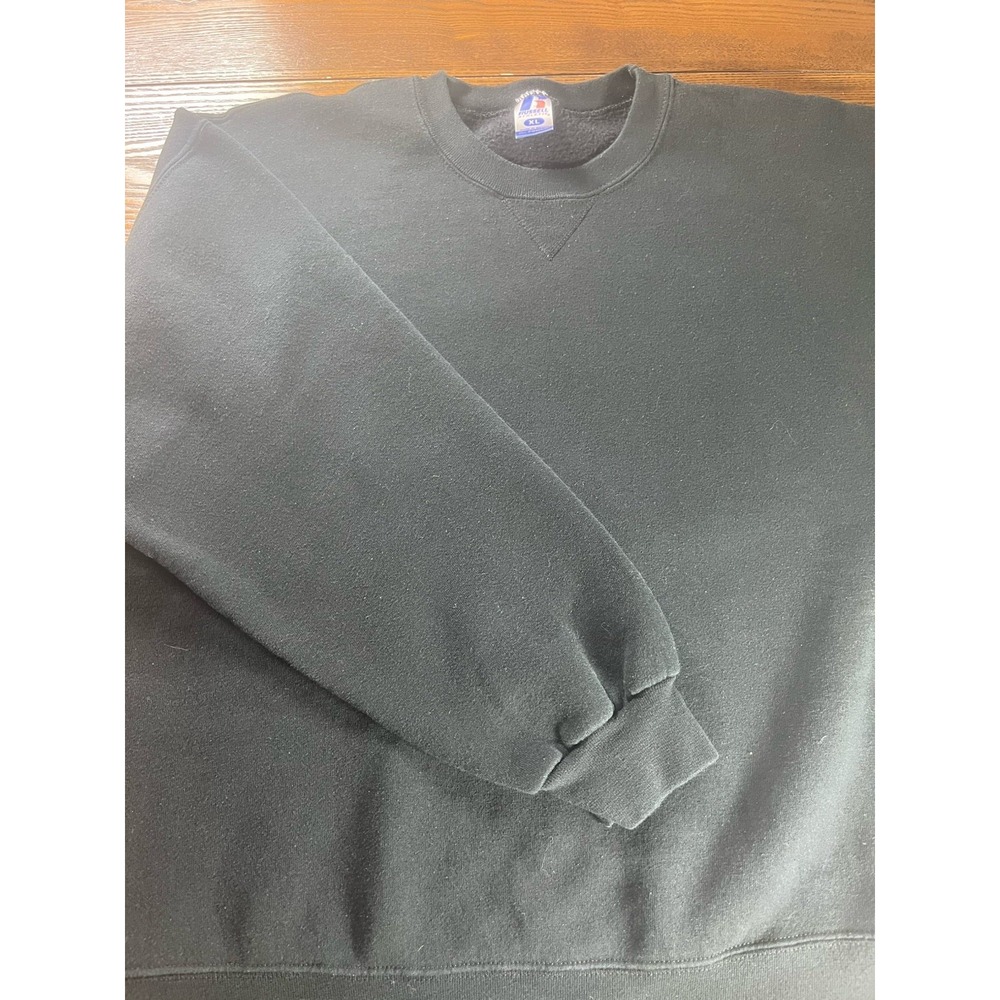 Vintage Russell Athletic Crewneck Blank Black Sweatshirt Made In Mexico Men's XL